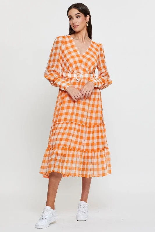 A - line midi dresses with floral prints for spring brunches Check Dress Long Sleeve Maxi A - line midi dresses with floral prints for spring brunches Check Dress Long Sleeve Maxi