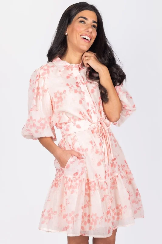  ALLIE DRESS SHORT SLEEVE 36" (PINK FLOWER)