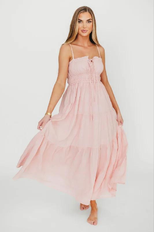 Midi dresses with pleated bodices for a classic and tailored look Elise Crinkle Maxi Dress in Pink