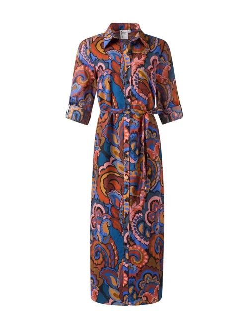 Everyday Dress with Keyhole Back for a Stylish Detail Alex Multi Paisley Shirt Dress Everyday Dress with Keyhole Back for a Stylish Detail Alex Multi Paisley Shirt Dress