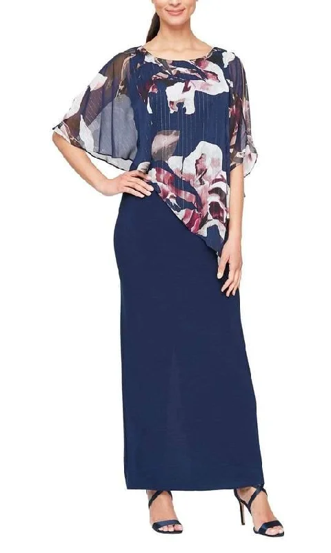 Maternity dress for a New Year's Eve celebration SL Fashions 9177428 Long Floral Cape Formal Dress Maternity dress for a New Year's Eve celebration SL Fashions 9177428 Long Floral Cape Formal Dress