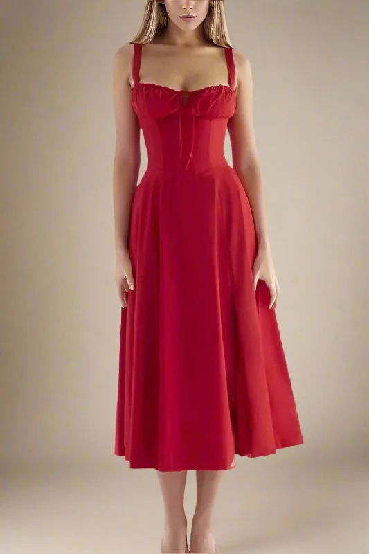  Taylor Bodycon Day Midi Dress - Lipstick Red