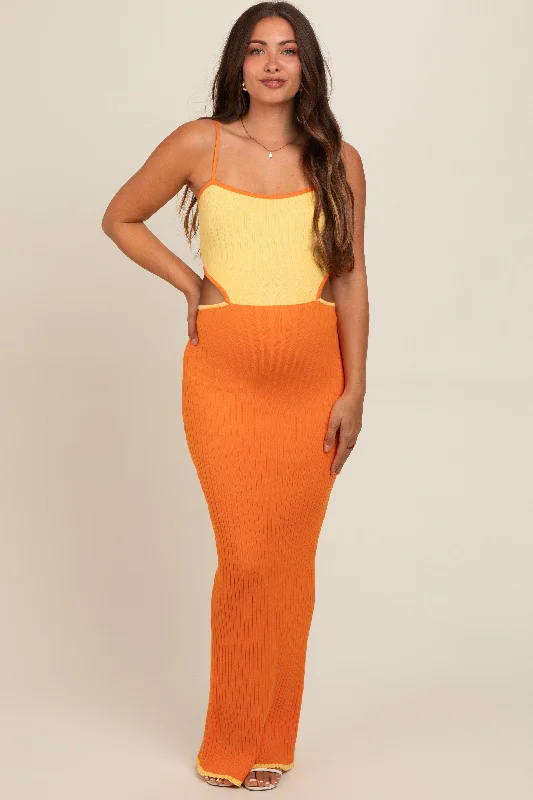 Maternity cocktail dress with sequin embellishments Orange Colorblock Fitted Maternity Maxi Dress Maternity cocktail dress with sequin embellishments Orange Colorblock Fitted Maternity Maxi Dress