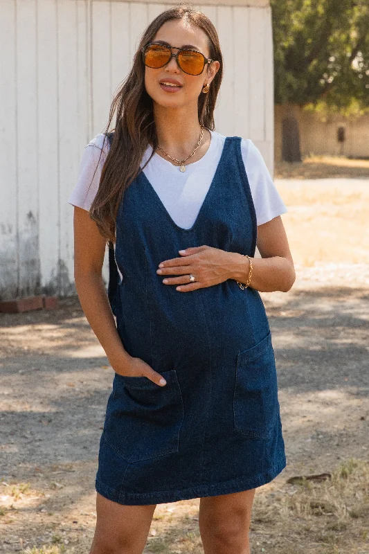 Maternity dress for a baby's first visit to the botanic garden Charcoal Denim Front Pocket Maternity Skirt Overalls Maternity dress for a baby's first visit to the botanic garden Charcoal Denim Front Pocket Maternity Skirt Overalls