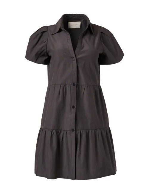 Everyday Silk - like Dress with Flowy Skirt​ Havana Black Mini Dress