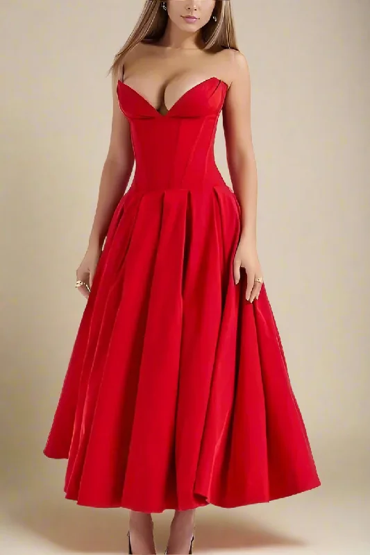 Everyday Dress with Organic Cotton for Eco - conscious Consumers Gabbi Bodycon Midi Dress - Lipstick Red Everyday Dress with Organic Cotton for Eco - conscious Consumers Gabbi Bodycon Midi Dress - Lipstick Red