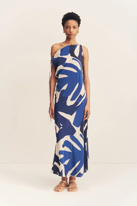 Midi dresses with fringe details for a fun and energetic style EDWARD SILK TIE MIDI DRESS