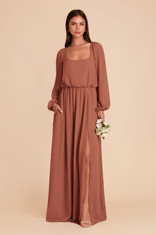 Maternity dress for a baby's first visit to the concert Eloise Chiffon Dress - Desert Rose Maternity dress for a baby's first visit to the concert Eloise Chiffon Dress - Desert Rose