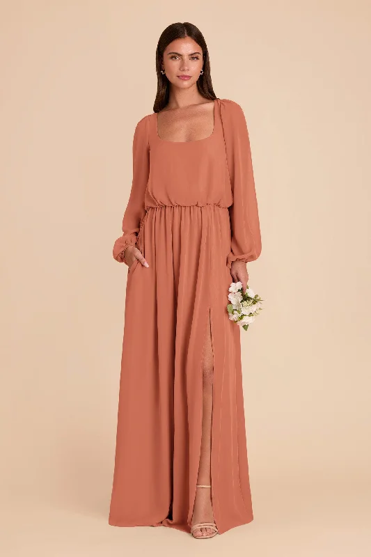 Maternity dress for a summer barbecue Eloise Chiffon Dress - Terracotta