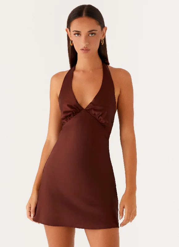 Everyday Dress with Anti - bacterial Properties for Hygiene Heavy Hearted Mini Dress - Chocolate Everyday Dress with Anti - bacterial Properties for Hygiene Heavy Hearted Mini Dress - Chocolate