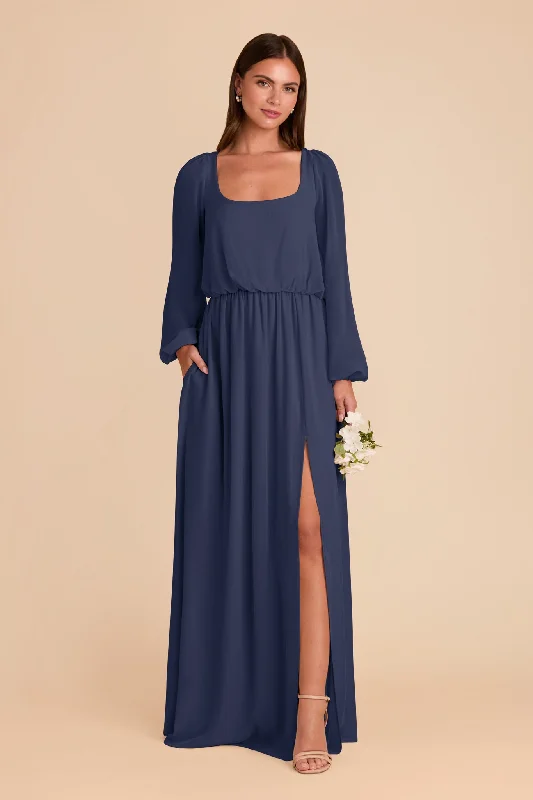Maternity dress for a christening Eloise Chiffon Dress - Slate Blue