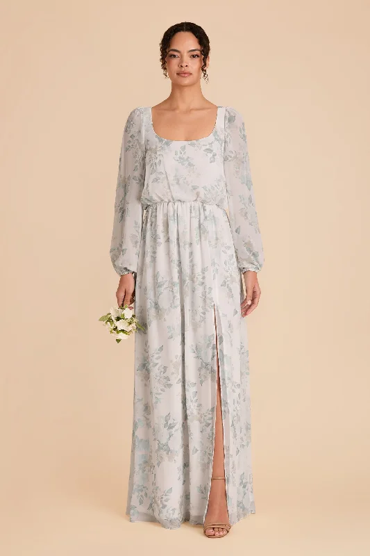 Maternity dress for a family photoshoot Eloise Chiffon Dress - Sage Spring Garden