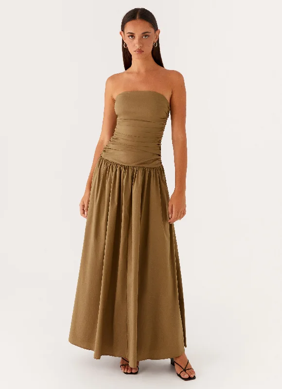 Everyday Dress with Striped Pattern for a Timeless Style​ Carmel Maxi Dress - Khaki