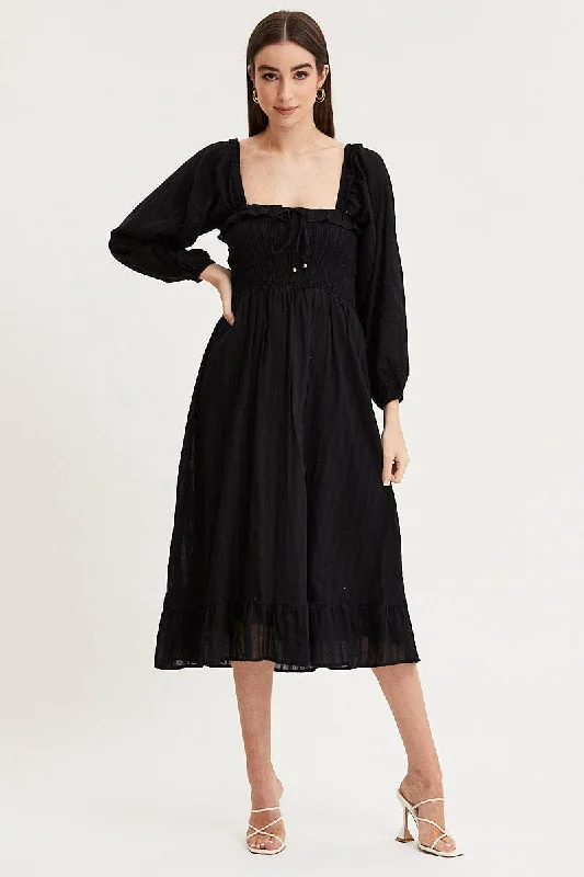 Midi dresses with button - down skirts for a unique and functional design Black Midi Dress Long Sleeve Evening Midi dresses with button - down skirts for a unique and functional design Black Midi Dress Long Sleeve Evening