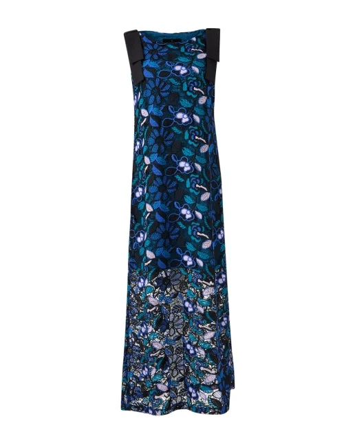  Michelle Blue Multi Floral Lace Dress
