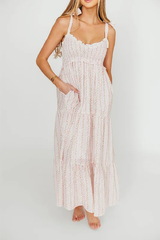 Midi dresses with ruffled hems for a romantic date night Vivienne Maxi Sundress in Ivory/Pink Floral- Restocking Early April Midi dresses with ruffled hems for a romantic date night Vivienne Maxi Sundress in Ivory/Pink Floral- Restocking Early April