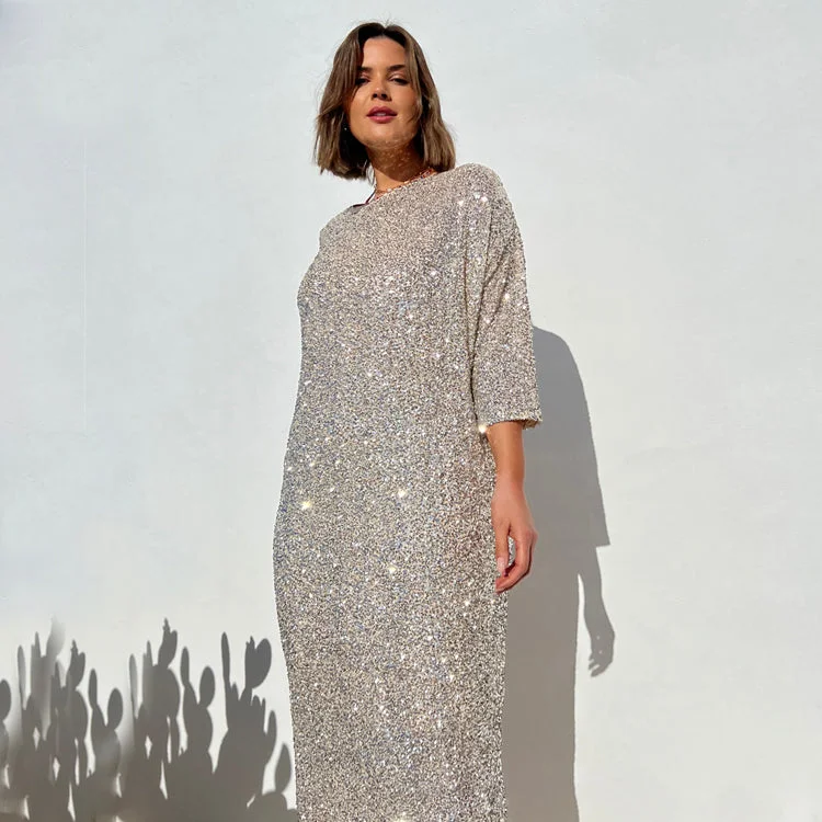 Midi dresses with cold - shoulder cutouts for a trendy style Sequin Jem Dress