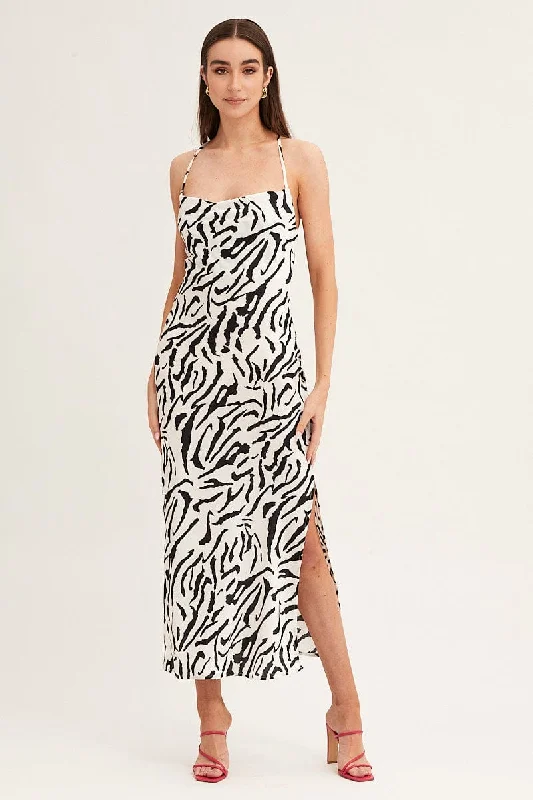 Midi dresses with ruffled hems for a romantic date night Print Midi Dress