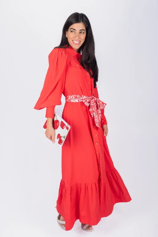 Everyday Dress with Shiny Metallic Thread for a Festive Feel ALEX DRESS 53" (RED) Everyday Dress with Shiny Metallic Thread for a Festive Feel ALEX DRESS 53" (RED)
