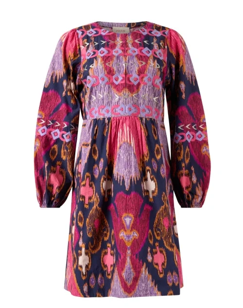 Everyday Dress with Halter Neck for a Sexy Look​ Lucie Multi Ikat Print Cotton Dress