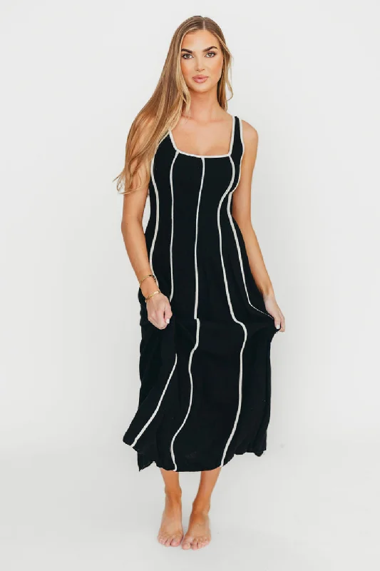 Midi dresses with ribbed textures for a unique and tactile appearance Liza Linen-Blend Midi Dress in Black Midi dresses with ribbed textures for a unique and tactile appearance Liza Linen-Blend Midi Dress in Black