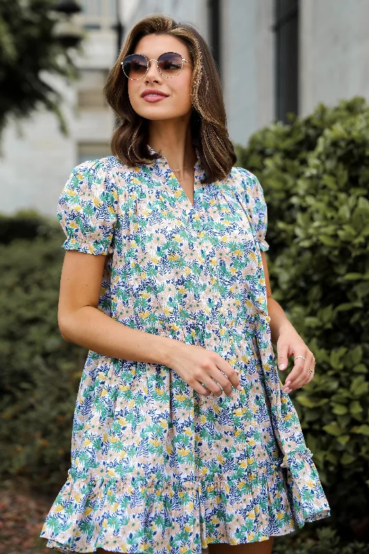 Everyday Dress with Durable Polyester - cotton Blend for Long - lasting Wear FINAL SALE - Love In The Garden Green Floral Tiered Mini Dress Everyday Dress with Durable Polyester - cotton Blend for Long - lasting Wear FINAL SALE - Love In The Garden Green Floral Tiered Mini Dress
