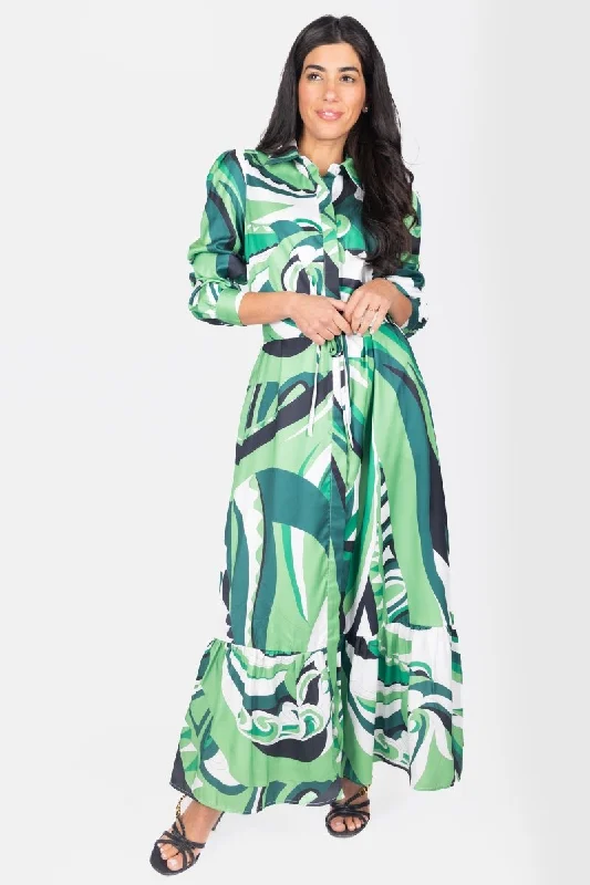 Everyday Corduroy Dress in Autumn Colors​ LEXI DRESS (GREEN/WHITE)