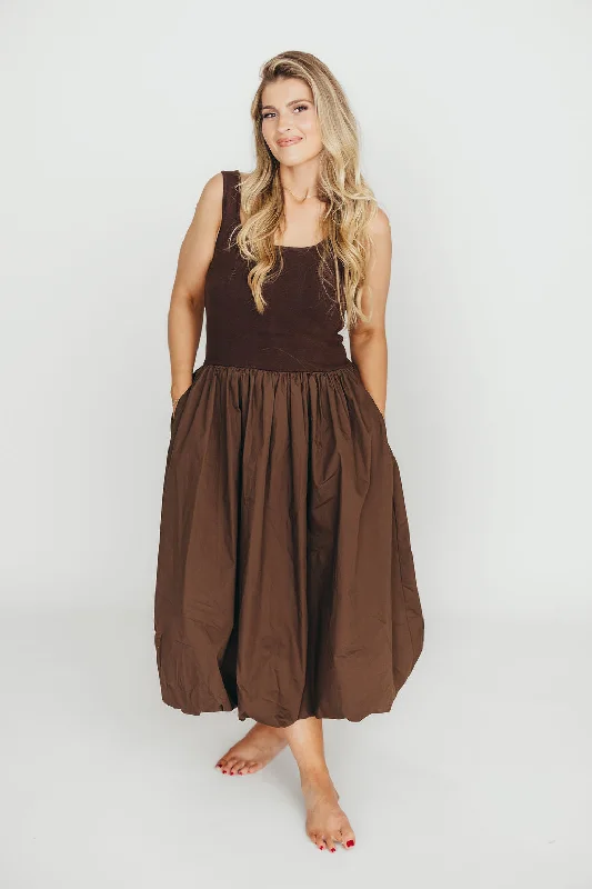 Midi dresses with geometric cutouts for a contemporary and edgy look Betty Midi Dress in Brown