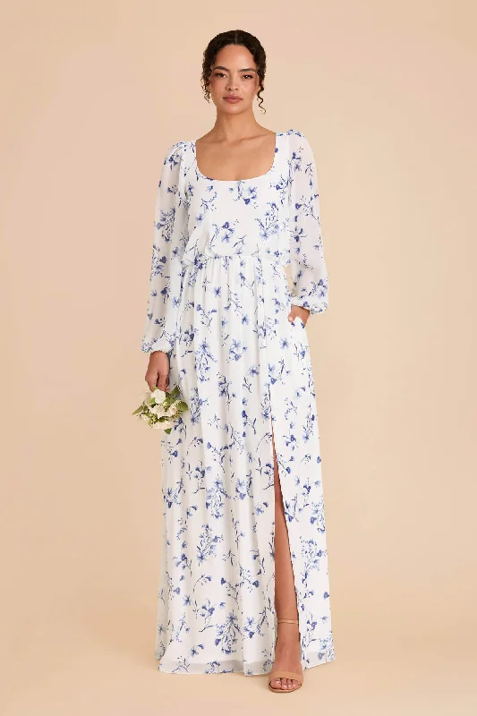 Maternity dress for maternity yoga classes Eloise Chiffon Dress - Blue Le Fleur
