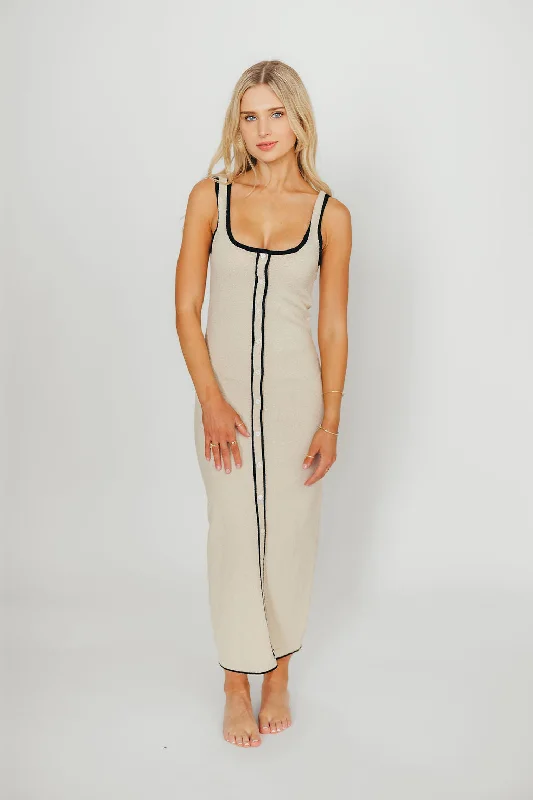 Wrap - style midi dresses in silk for a sophisticated office look Gigi Sleeveless Midi Sweater Dress in Cream Wrap - style midi dresses in silk for a sophisticated office look Gigi Sleeveless Midi Sweater Dress in Cream