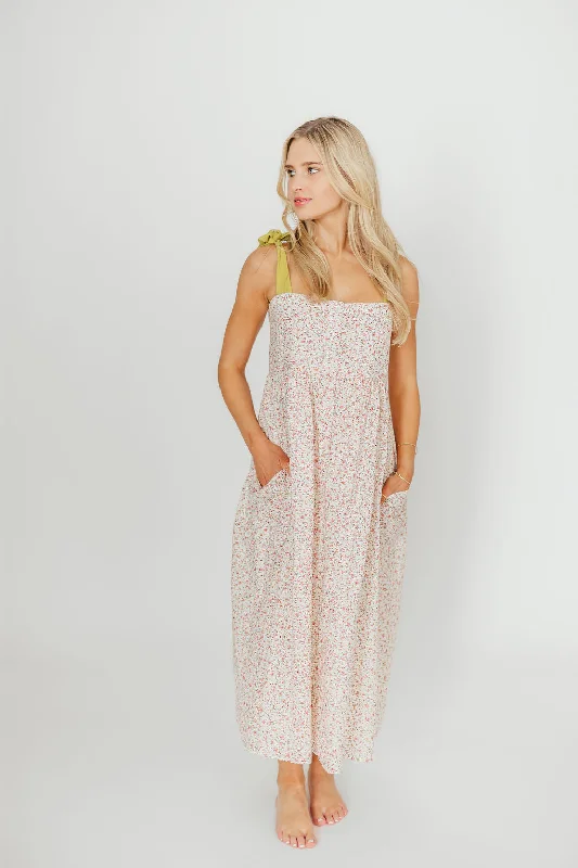 Midi dresses with sheer panels for a touch of allure Everest Bow Tie Strap Button Down Midi Dress in Floral Multi - Nursing Friendly (Restocking 4/15) Midi dresses with sheer panels for a touch of allure Everest Bow Tie Strap Button Down Midi Dress in Floral Multi - Nursing Friendly (Restocking 4/15)
