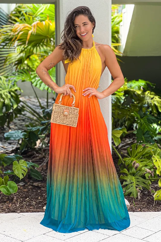 Everyday Long - sleeved Dress with Cuffed Sleeves for Winter Multi Color Pleated Maxi Dress With Open Back Everyday Long - sleeved Dress with Cuffed Sleeves for Winter Multi Color Pleated Maxi Dress With Open Back