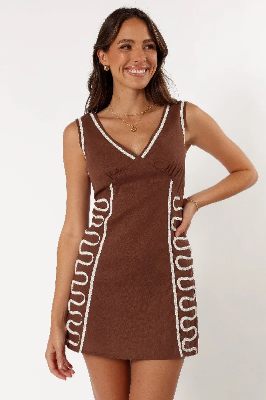 Mini dresses with one - shoulder designs Alexa Mini Dress - Chocolate
