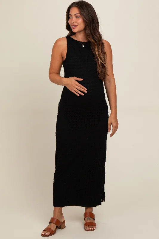 Maternity dress for a baby's first visit to the amusement park Black Fitted Maternity Maxi Dress Maternity dress for a baby's first visit to the amusement park Black Fitted Maternity Maxi Dress