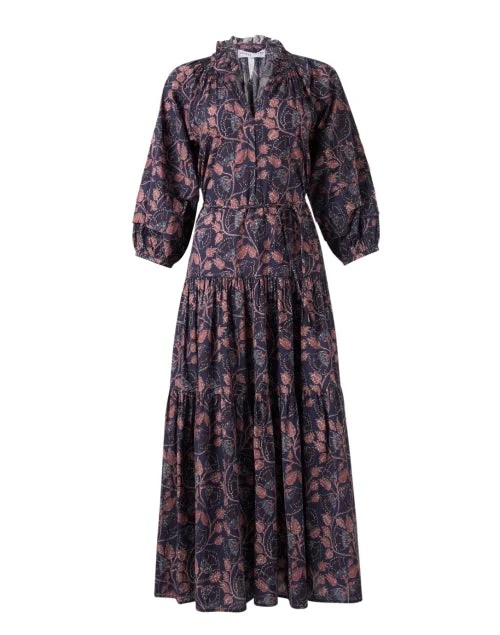  Trinidad Navy Multi Print Cotton Dress