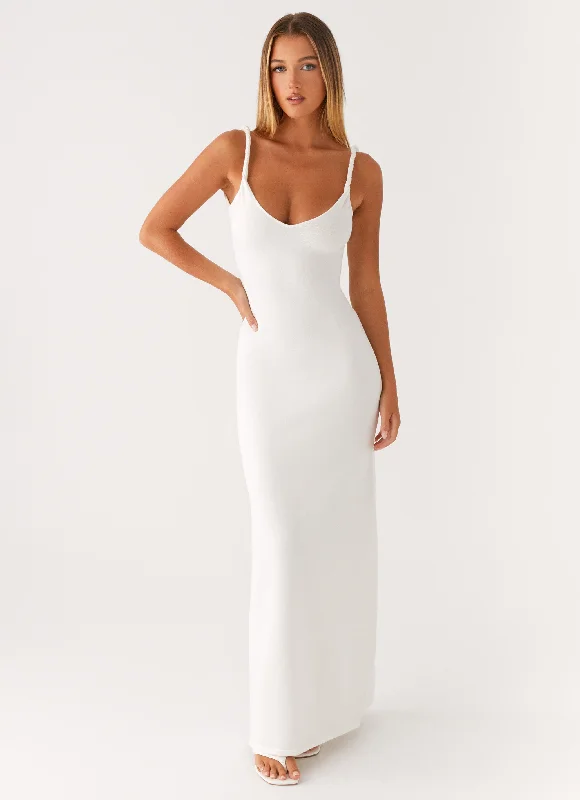 Everyday Velvet Dress with Ribbon Trim for Special Occasions​ Anastasia Maxi Dress - Ivory