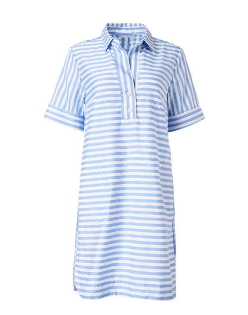  Aileen Blue and White Stripe Cotton Dress