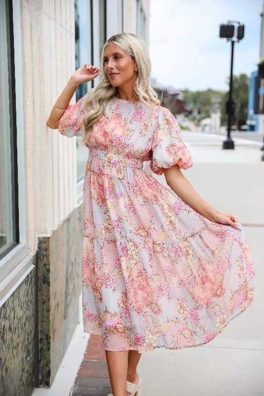  FINAL SALE - All About The Flowers Light Blue Midi Dress