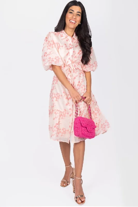  ALLIE DRESS SHORT SLEEVE 41" (PINK FLOWER)