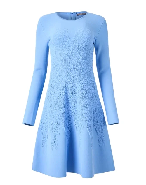 Everyday Dress with Elastic - cuffed Sleeves for a Casual Look Oxford Blue Textured Knit Dress Everyday Dress with Elastic - cuffed Sleeves for a Casual Look Oxford Blue Textured Knit Dress
