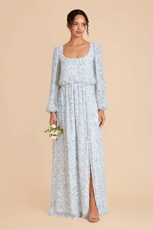 Maternity dress for a baby's first visit to the herb garden Eloise Chiffon Dress - Blue Dreamy Ditsy Maternity dress for a baby's first visit to the herb garden Eloise Chiffon Dress - Blue Dreamy Ditsy