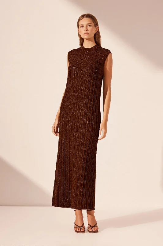 Sheath midi dresses with beaded embellishments for a formal occasion KAMARI SLEEVELESS TANK MIDI DRESS - BRANDY BROWN Sheath midi dresses with beaded embellishments for a formal occasion KAMARI SLEEVELESS TANK MIDI DRESS - BRANDY BROWN