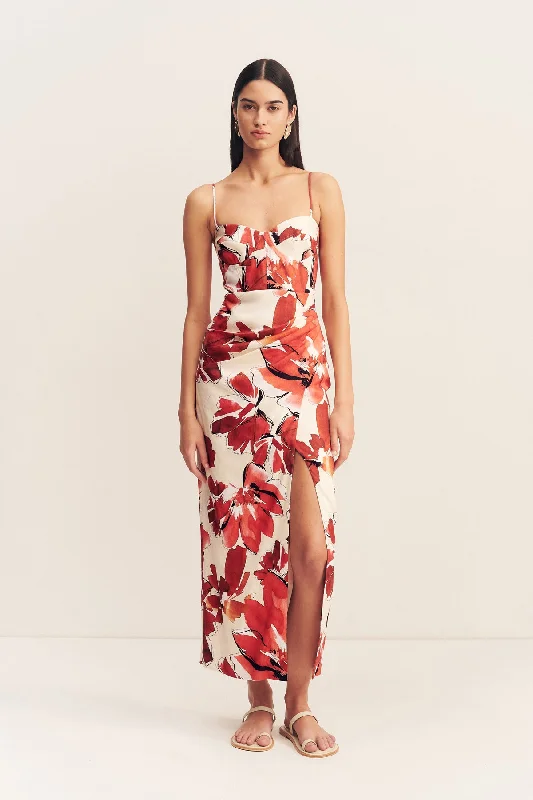 Midi dresses with halter necks for a stylish and comfortable option EMBER BUSTIER DRAPED MIDI DRESS