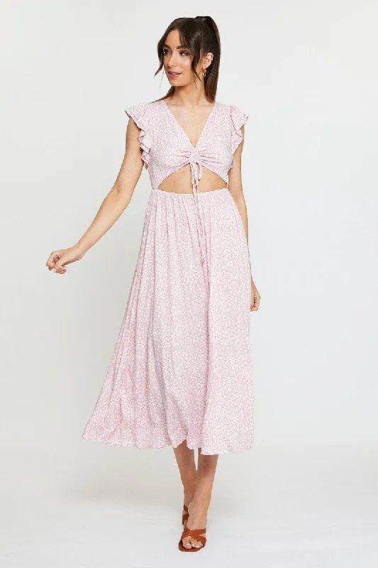 Midi dresses with metallic threads for a glamorous evening event Ditsy Print Maxi Dress Sleeveless V Neck Midi dresses with metallic threads for a glamorous evening event Ditsy Print Maxi Dress Sleeveless V Neck