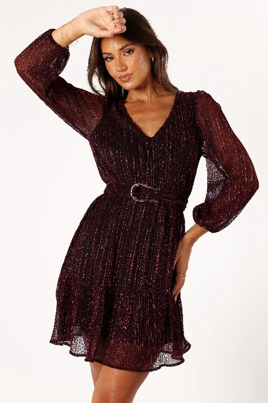 Printed mini dresses for a casual day out Glimmer Long Sleeve Mini Dress - Pink