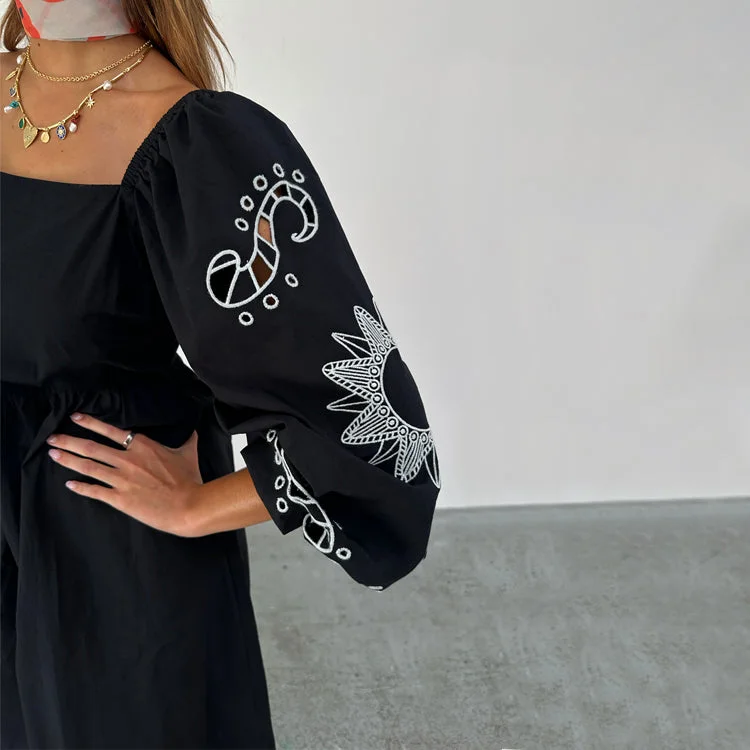 Midi dresses with empire waists for a flattering maternity option Black Enchanted Belle Dress Midi dresses with empire waists for a flattering maternity option Black Enchanted Belle Dress