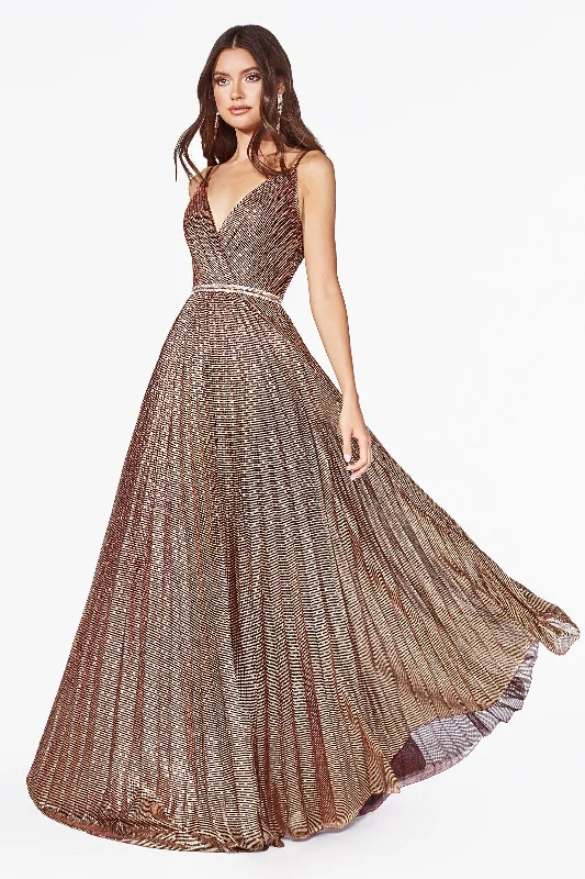 Off shoulder maternity evening dress for parties Cinderella Divine KC896 Prom Long Formal Spaghetti Strap Stripped Metallic Dress Off shoulder maternity evening dress for parties Cinderella Divine KC896 Prom Long Formal Spaghetti Strap Stripped Metallic Dress