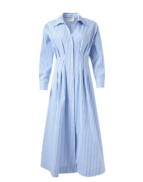 Everyday Dress with Flame - resistant Fabric for Safety - conscious Shoppers Sutton Blue and White Striped Shirt Dress Everyday Dress with Flame - resistant Fabric for Safety - conscious Shoppers Sutton Blue and White Striped Shirt Dress