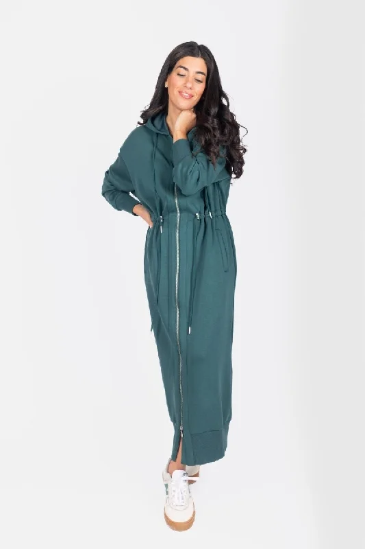 Everyday Dress with Solid - color Bodice and Printed Skirt for a Contrast Look MINA DRESS (DARK GREEN) Everyday Dress with Solid - color Bodice and Printed Skirt for a Contrast Look MINA DRESS (DARK GREEN)