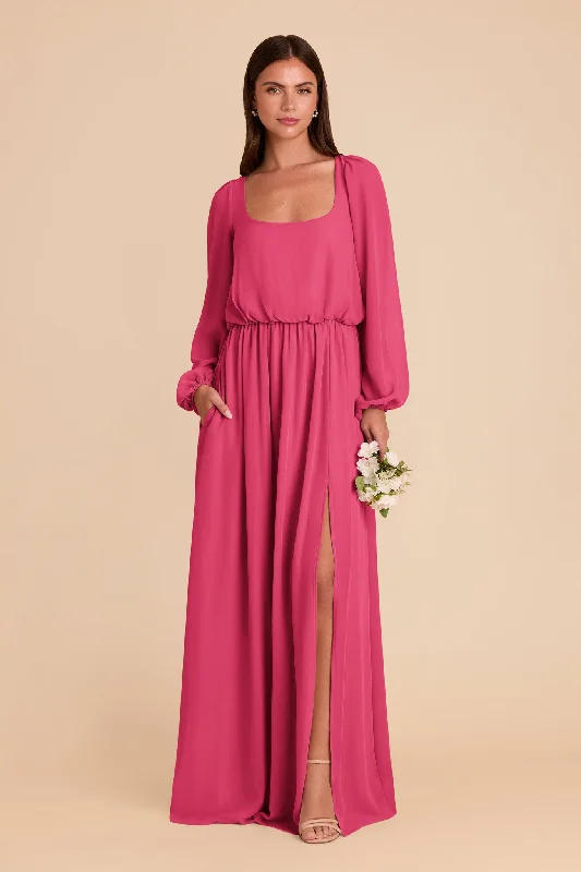 Maternity dress for home - based moms Eloise Chiffon Dress - Fuchsia